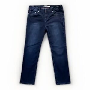 Woolrich Jeans Women Sz 8 Petite Blue Dark Wash Denim Straight Leg Mid‎ Rise